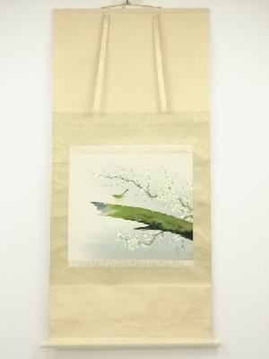 矢島清風筆　梅鶯　肉筆絹本掛軸（共箱）